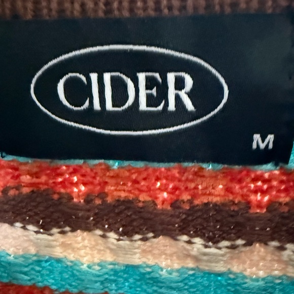 Cider Brown Teal Ivory Cropped Knit Sweater Size Medium Retro Academia - Picture 2 of 4